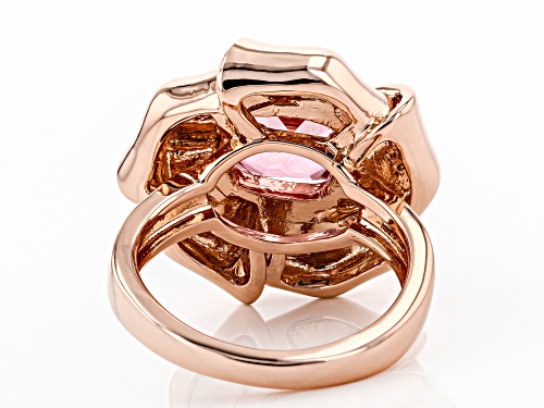 Timna Jewelry Collection™ 3.07ct Square Cushion Coral Color Topaz Solitaire Copper Flower Ring - Size 6