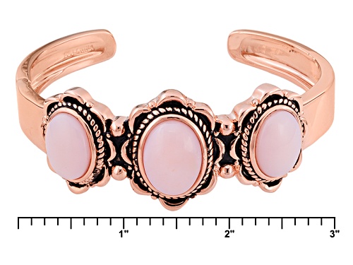 Timna Jewelry Collection™ Oval Cabochon Peruvian Pink Opal Copper Hinged Cuff Bracelet - Size 8