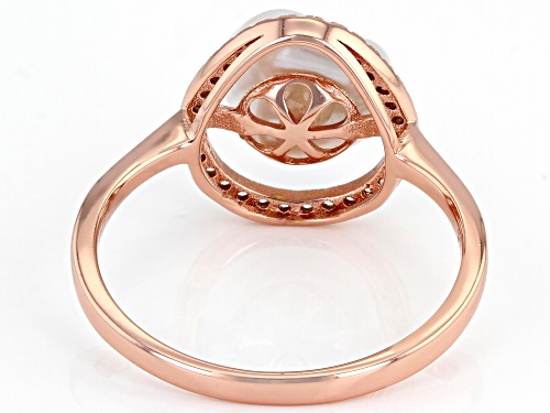 9-11mm White Cultured Keshi Freshwater Pearl Bella Luce® 0.24ctw 18k Rose Gold over Silver Ring - Size 11
