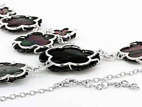 18-35mm Tahitian Mother-of-Pearl Rhodium Over Sterling Silver 19 Inch Floral Necklace - Size 19