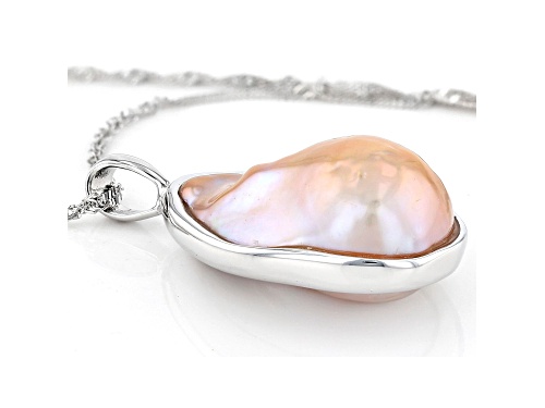 Genusis™ 20mm Multi-Color Cultured Freshwater Pearl Rhodium Over Sterling Silver Pendant With Chain