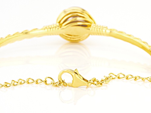 11-12mm Golden Cultured South Sea Pearl 18k Yellow Gold Over Sterling Silver 7 Inch Bracelet - Size 7