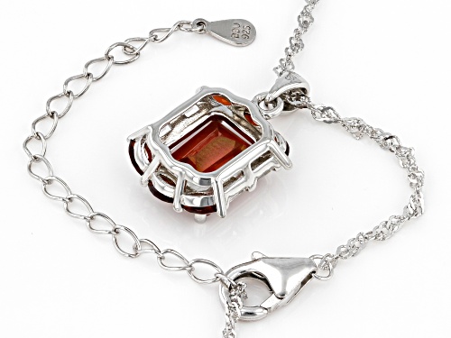 2.50ct Labradorite,.51ctw Vermelho Garnet™ & .36ctw Lab Sapphire Rhodium Over Silver Pendant Chain