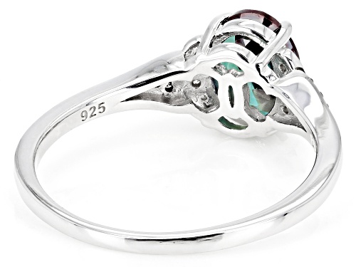 1.23ct Lab Alexandrite With 0.06ctw Champagne And White Diamond Accent Rhodium Over Silver Ring - Size 10