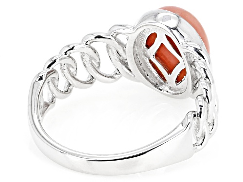 10x8mm Oval Cabochon Pink Opal Rhodium Over Sterling Silver Solitaire Ring - Size 7