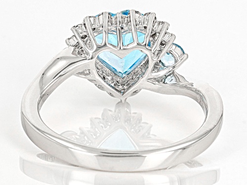 1.99ctw Swiss Blue Topaz With 0.32ctw White Topaz Rhodium Over Silver Heart Ring - Size 7