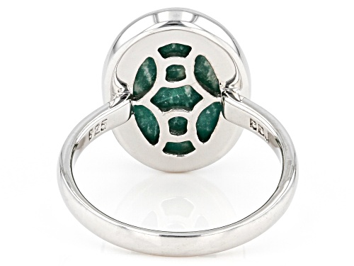16x11mm Oval Cabochon Amazonite Rhodium Over Sterling Silver Solitaire Ring - Size 6