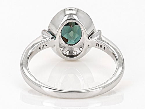 1.30ct Oval Lab Created Alexandrite with 0.31ctw White Zircon Rhodium Over Silver Ring - Size 9