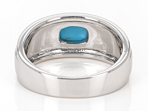 8x6mm Cushion Sleeping Beauty Turquoise Platinum Over Sterling Silver Men's Solitaire Ring - Size 9