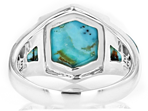 12x10mm Hexagon and Free-form Composite Turquoise Sterling Silver Ring - Size 8