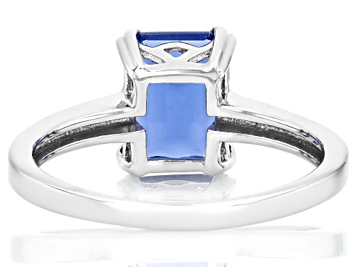 2.13ct Rectangular Octagonal Color Change Fluorite Rhodium Over Sterling Silver Solitaire Ring - Size 8