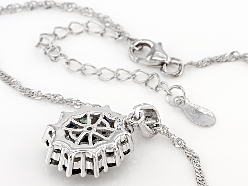 1.67ctw Green Sapphire & 0.09ctw Diamond Rhodium Over Sterling Silver Pendant With Chain