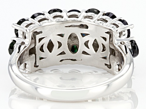 3.74ctw Green Sapphire Rhodium Over Sterling Silver Ring - Size 9