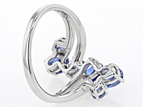 1.50ctw Oval And 0.24ctw Round Kyanite Rhodium Over Sterling Silver Ring - Size 9