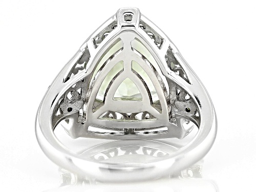 4.25ct Trillion Prasiolite With 0.01ctw Green Diamond Accent Rhodium Over Sterling Silver Ring - Size 9