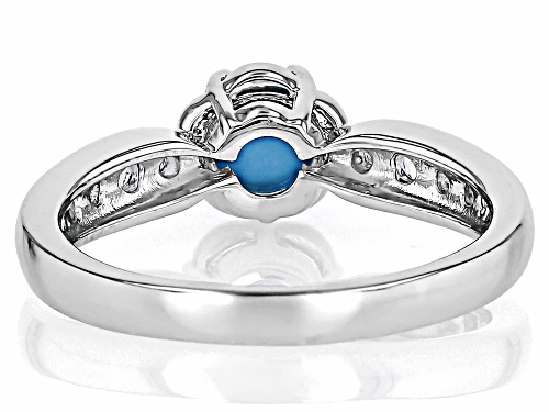 6mm Round Sleeping Beauty Turquoise With 0.27ctw Round Tanzanite Rhodium Over Sterling Silver Ring - Size 10