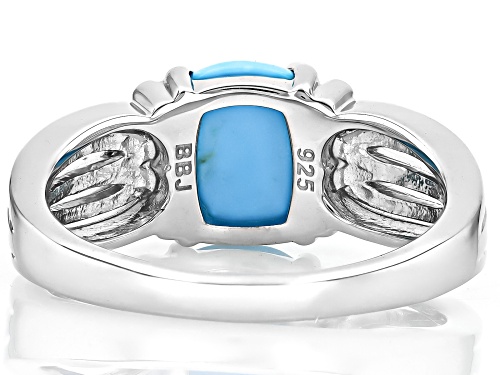 9x7mm Cushion Cabochon Sleeping Beauty Turquoise Rhodium Over Sterling Silver Solitaire Ring - Size 8