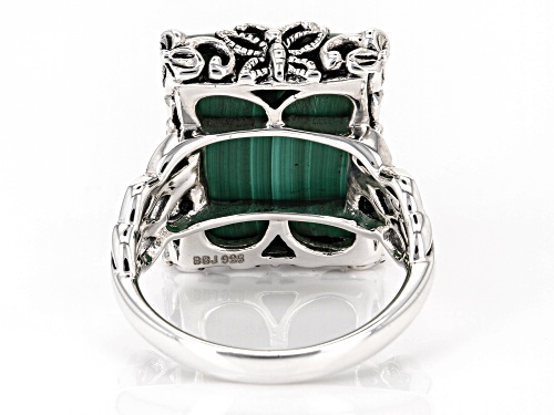17x13mm Free-Form Cabochon Malachite Sterling Silver Solitaire Ring - Size 6