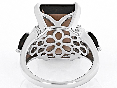 10.54ctw Mixed Shapes Smoky Quartz With 0.06ctw White Zircon Rhodium Over Silver Ring - Size 7