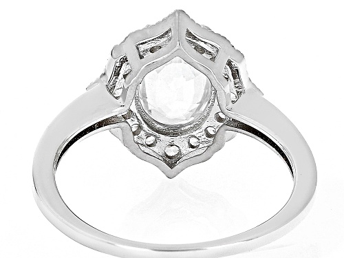 2.58ct Oval And 0.41ctw Round White Zircon Rhodium Over Sterling Silver Ring - Size 10