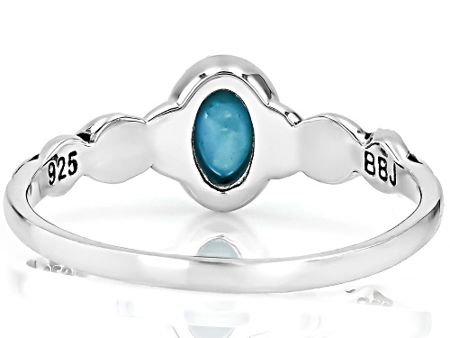 6x4mm Oval Cabochon Composite Turquoise Sterling Silver Solitaire Ring - Size 7