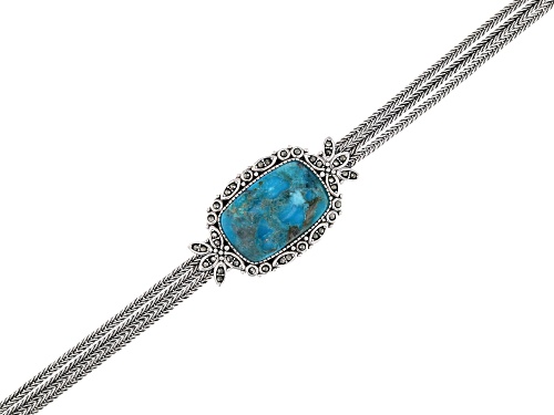 22x14mm Cushion Cabochon Turquoise With Round Marcasite Sterling Silver Bracelet - Size 8