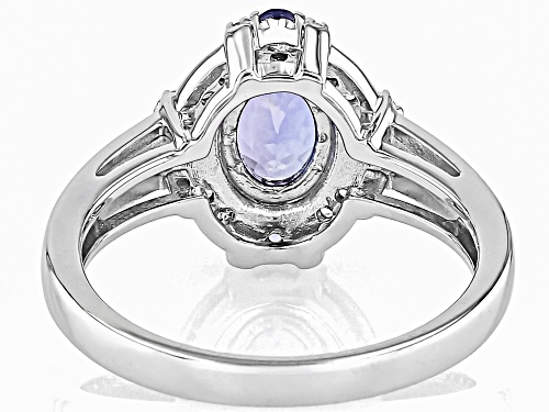 1.26ctw Mixed Shapes Tanzanite With 0.16ctw Round White Zircon Rhodium Over Silver Ring - Size 9
