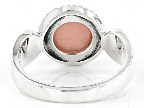 8mm Oval Cabochon Peruvian Pink Opal Sterling Silver Solitaire Ring - Size 8