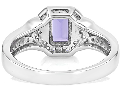 0.90ctw Mixed Shapes Tanzanite With 0.34ctw White Zircon Rhodium Over Silver Ring - Size 8