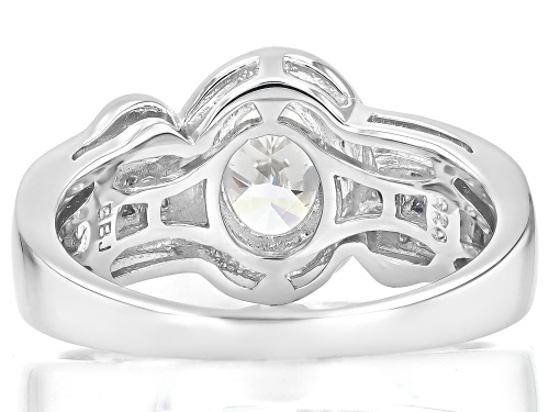 .95ct Lab Strontium Titanate, .22ctw Tanzanite With.03ctw Diamond Accent Rhodium Over Silver Ring - Size 9