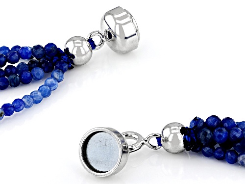 2.5mm Round Kyanite Rhodium Over Sterling Silver Beaded Necklace - Size 18