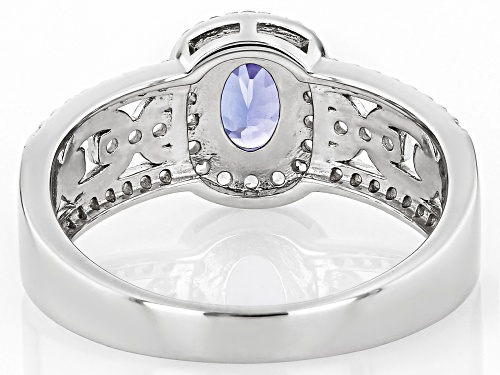 0.65ct Tanzanite With 0.47ctw White Zircon Rhodium Over Sterling Silver Ring - Size 10