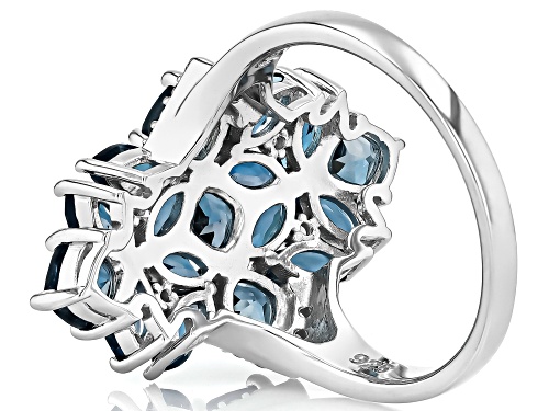 3.47ctw London Blue Topaz With 0.01ct White Zircon Rhodium Over Sterling Silver Ring - Size 6