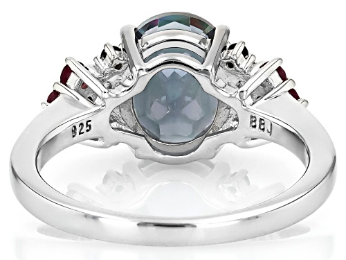 1.96ct Multi-Color Quartz with 0.41ctw Rhodolite & 0.01ctw Black Spinel Rhodium Over Silver Ring - Size 10