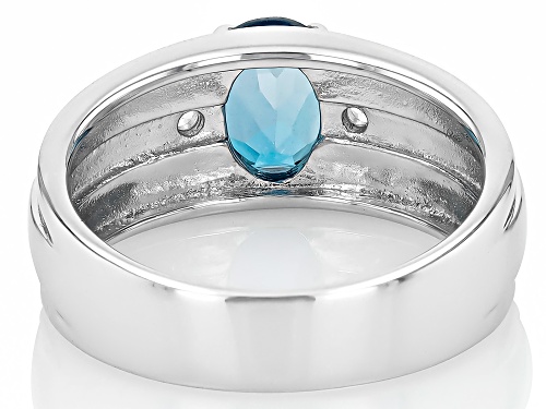 1.30ct London Blue Topaz With 0.17ctw White Zircon Rhodium Over Sterling Silver Ring - Size 10