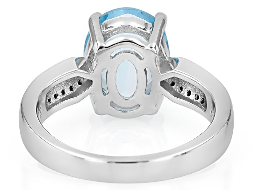 3.25ct Oval Glacier Topaz™ With .09ctw Blue Diamond Accent Rhodium Over Sterling Silver Ring - Size 6