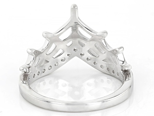 0.28ctw Round Lab Created White Sapphire Rhodium Over Sterling Silver Spider Web Ring - Size 7