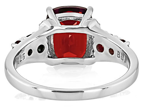 3.00ct Cushion And 0.41ctw Round Vermelho Garnet™ With 0.09ctw Zircon Rhodium Over Silver Ring - Size 10