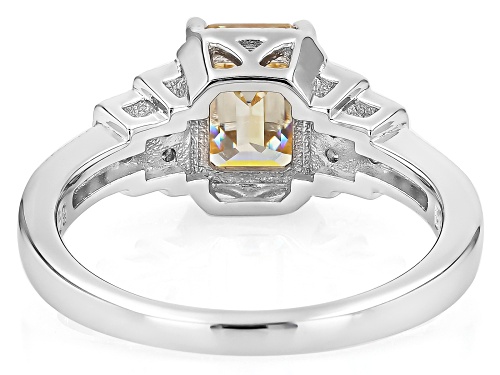 2.12ct Rectangular Octagonal Strontium Titanate With .14ctw White Zircon Rhodium Over Silver Ring - Size 10