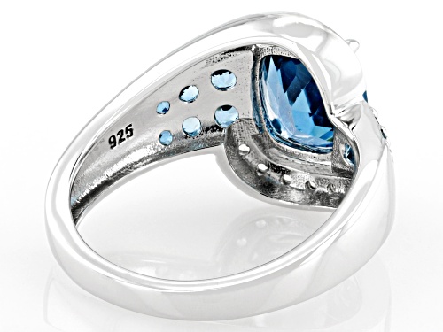2.71ctw London Blue Topaz With .14ctw White Zircon Rhodium Over Silver Ring - Size 9