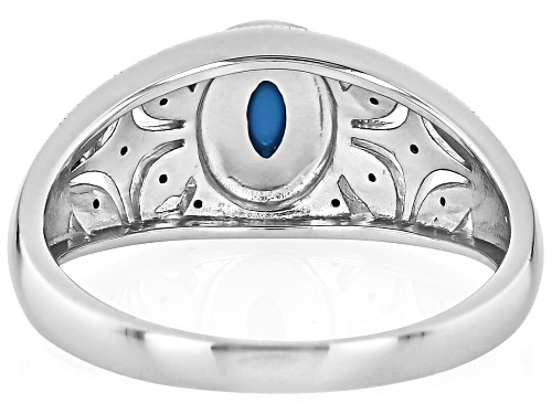 6x4mm Oval Sleeping Beauty Turquoise With .03ctw White Diamond Accent Rhodium Over Silver Ring - Size 9
