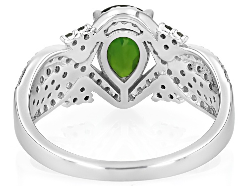1.17ct Chrome Diopside, .27ctw Green Diamond With .56ctw White Zircon Rhodium Over Silver Ring - Size 7
