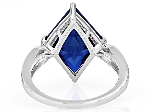 7.90ct Kite Lab Created Blue Spinel With 0.26ctw White Zircon Rhodium Over Sterling Silver Ring - Size 7