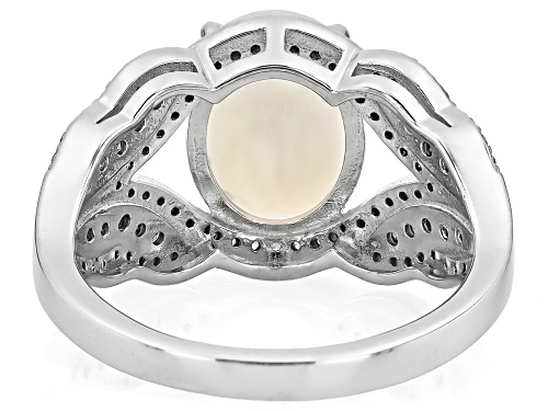 2.27ct Ethiopian Opal with .22ctw Champagne Diamond & .43ctw White Zircon Rhodium Over Silver Ring - Size 6