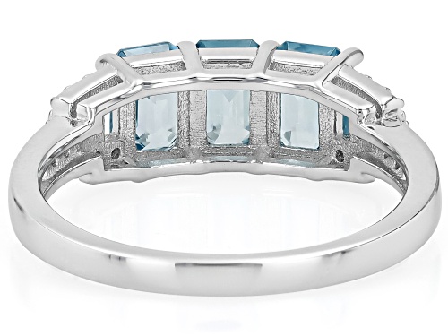 2.62ctw Rectangular Octagonal Blue Zircon With .23ctw White Zircon Rhodium Over Sterling Silver Ring - Size 10