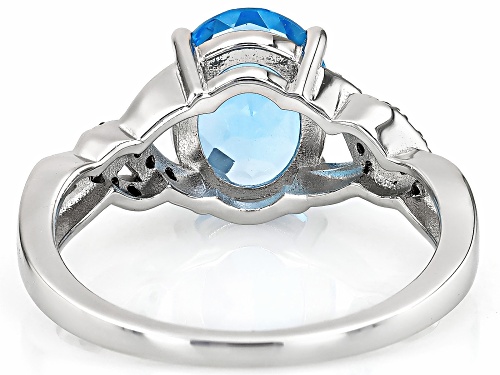 2.96ct Oval Swiss Blue Topaz With .23ctw White Zircon Rhodium Over Sterling Silver Ring - Size 9