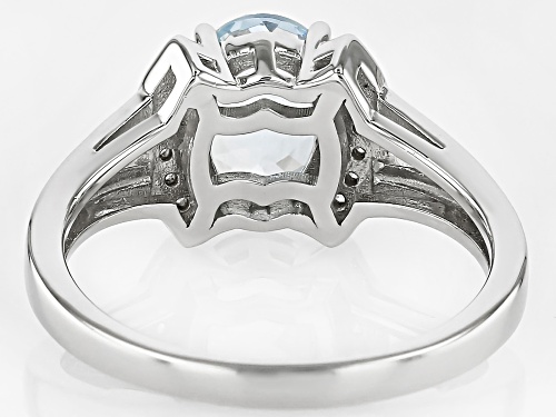 1.31ct Oval Aquamarine With 0.14ctw Round White Zircon Rhodium Over Sterling Silver Ring - Size 7