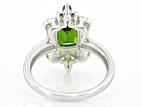 1.66ctw Mixed Shapes Chrome Diopside With 0.36ctw White Zircon Rhodium Over Silver Ring - Size 8