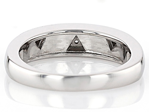 7x3.5mm & 6x3mm Freeform Turquoise With .04ctw White Zircon Rhodium Over Silver Band Ring - Size 7