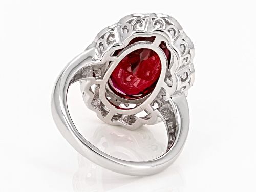8.85ct Oval Lab Created Ruby Rhodium Over Sterling Silver Solitaire Ring - Size 9